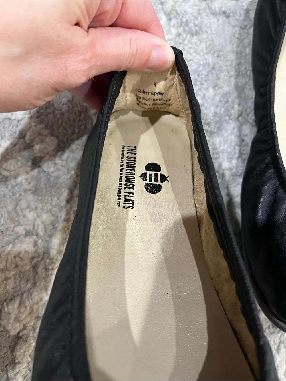 The Storehouse Black Flex Leather Flats-size 8